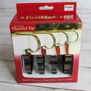 The Original Mantle Christmas Stocking Clip Holders Set Oil Brushed Bronze